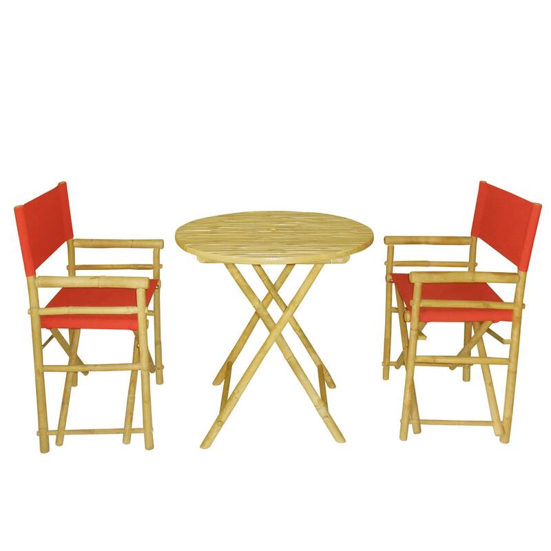 Zew Round 3-piece Bamboo Handcrafted Patio Set