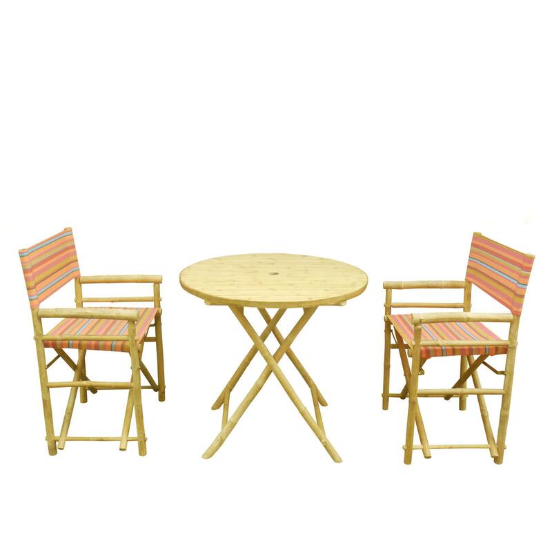 Zew Round 3-piece Bamboo Handcrafted Patio Set