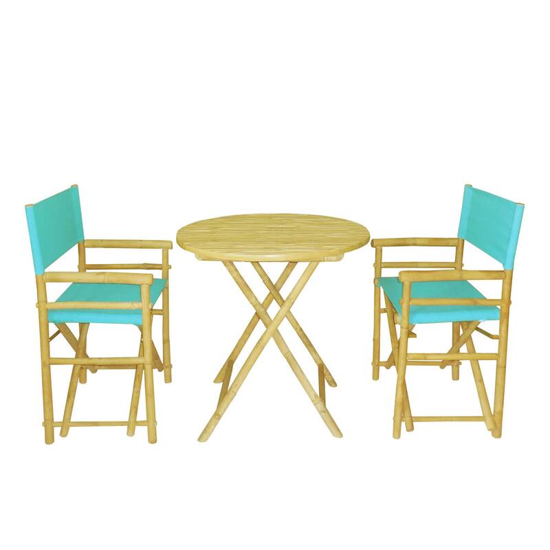 Zew Round 3-piece Bamboo Handcrafted Patio Set