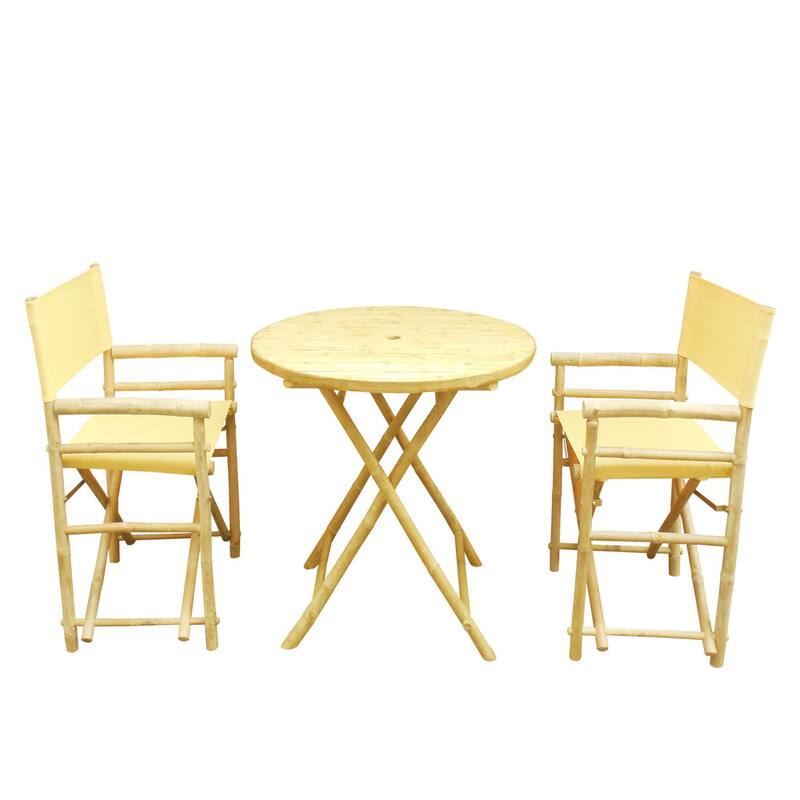 Zew Round 3-piece Bamboo Handcrafted Patio Set