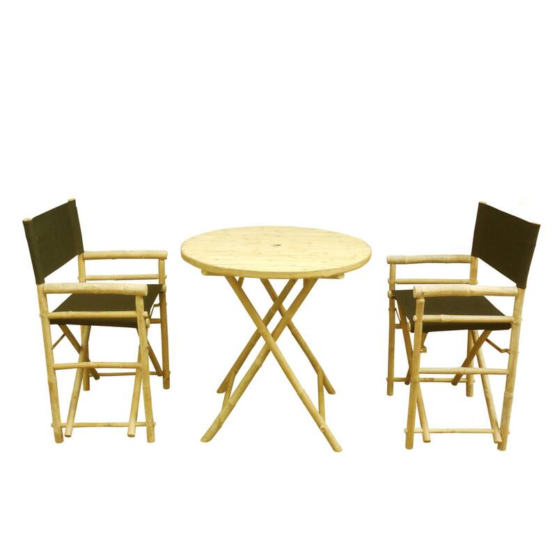 Zew Round 3-piece Bamboo Handcrafted Patio Set
