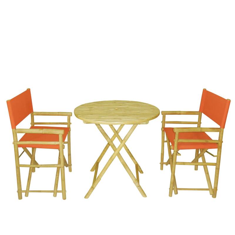 Zew Round 3-piece Bamboo Handcrafted Patio Set