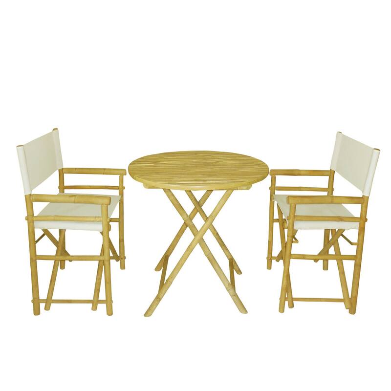 Zew Round 3-piece Bamboo Handcrafted Patio Set