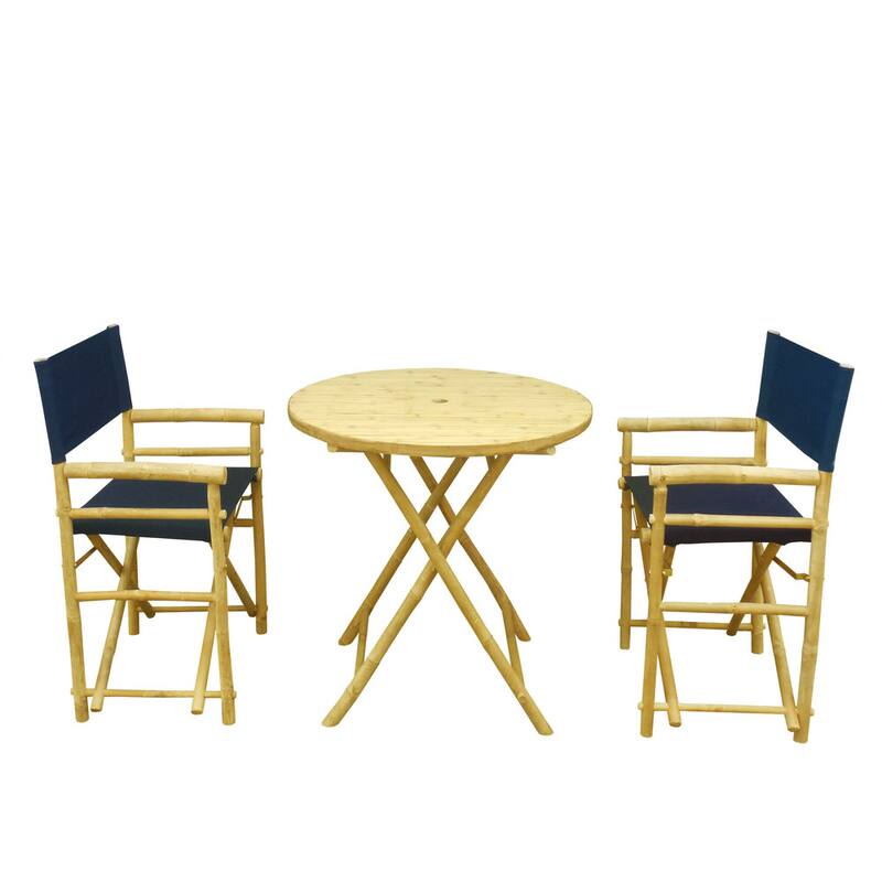 Zew Round 3-piece Bamboo Handcrafted Patio Set