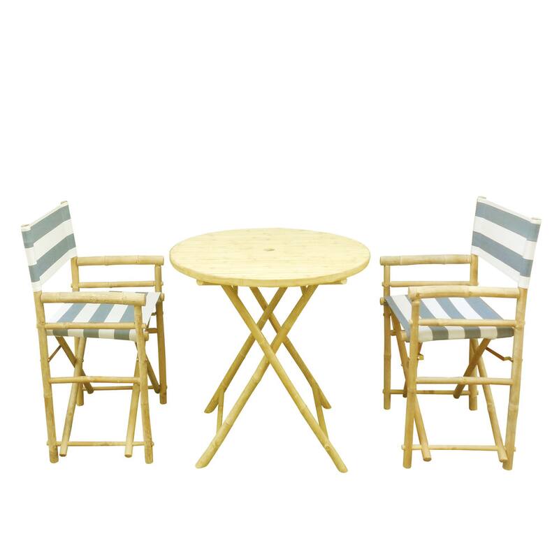 Zew Round 3-piece Bamboo Handcrafted Patio Set