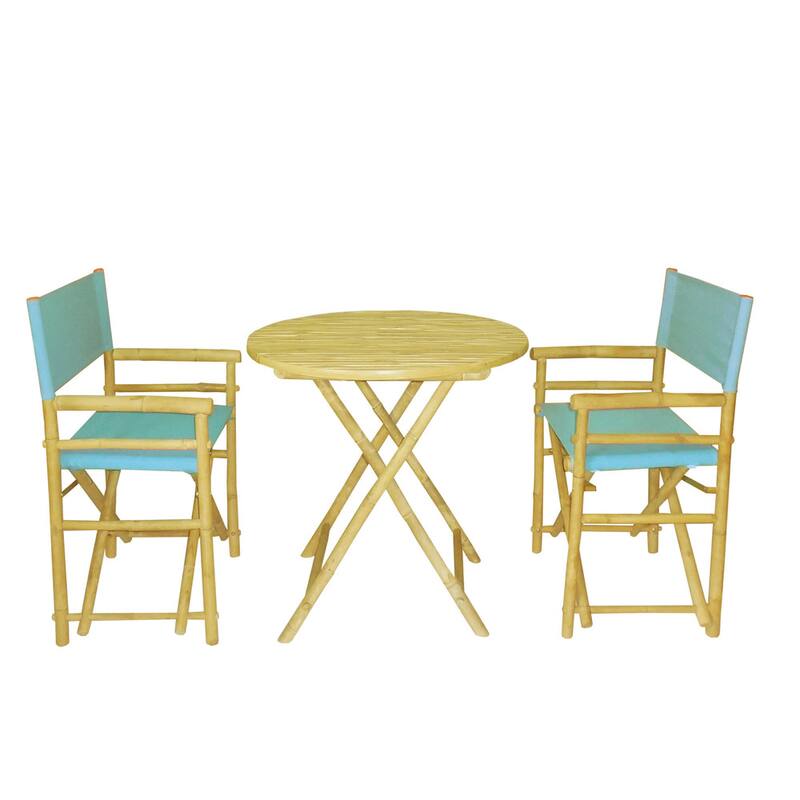 Zew Round 3-piece Bamboo Handcrafted Patio Set