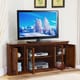 preview thumbnail 4 of 5, Burnished Oak-finish Wood and Leaded Glass 56-inch Corner TV Stand