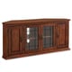 preview thumbnail 2 of 5, Burnished Oak-finish Wood and Leaded Glass 56-inch Corner TV Stand