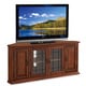 preview thumbnail 3 of 5, Burnished Oak-finish Wood and Leaded Glass 56-inch Corner TV Stand