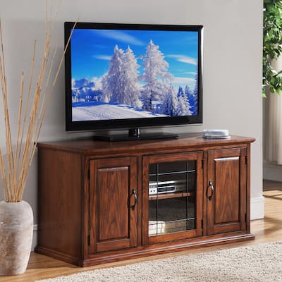 Copper Grove Jackson Creek Oak Wood/ Glass 50-inch Leaded TV Stand