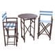 preview thumbnail 15 of 16, Bamboo Espresso Pub Set With 2 Black High Director Chairs & Round Table Blue Stripe