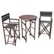 preview thumbnail 8 of 16, Bamboo Espresso Pub Set With 2 Black High Director Chairs & Round Table White Stripes