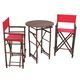 preview thumbnail 1 of 16, Bamboo Espresso Pub Set With 2 Black High Director Chairs & Round Table Red