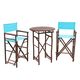 preview thumbnail 7 of 16, Bamboo Espresso Pub Set With 2 Black High Director Chairs & Round Table Aqua Blue