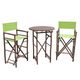 preview thumbnail 11 of 16, Bamboo Espresso Pub Set With 2 Black High Director Chairs & Round Table Green Stripe