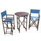 preview thumbnail 13 of 16, Bamboo Espresso Pub Set With 2 Black High Director Chairs & Round Table Navy Blue