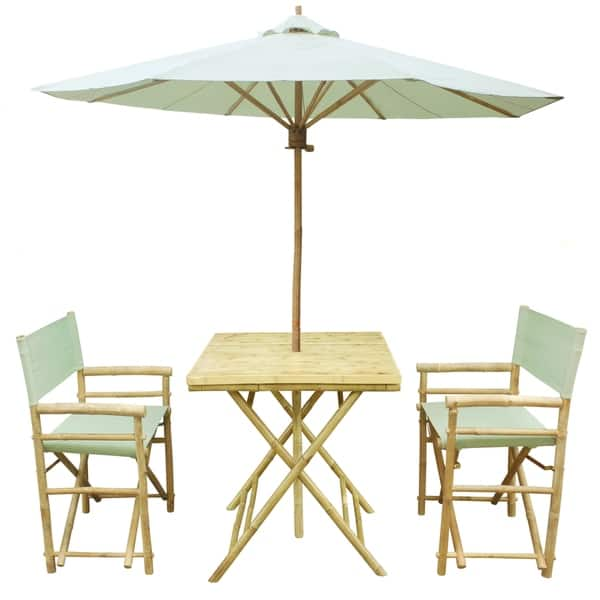 Shop Bamboo Patio Set Of 2 Director Chairs And Square Table With