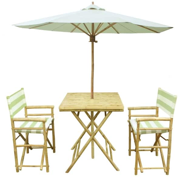 Shop Bamboo Patio Set Of 2 Director Chairs And Square Table With