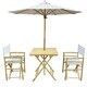 preview thumbnail 13 of 13, Zew Hand-crafted Bamboo 4-piece Square Patio Set White Stripes
