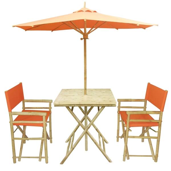 slide 2 of 15, Zew Hand-crafted Bamboo 4-piece Square Patio Set Pottery