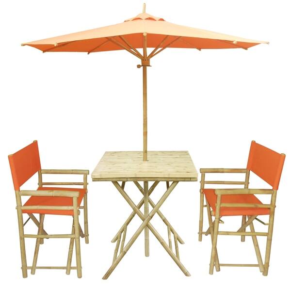 Shop Bamboo Patio Set Of 2 Director Chairs And Square Table With