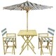 preview thumbnail 14 of 13, Zew Hand-crafted Bamboo 4-piece Square Patio Set Blue Stripes