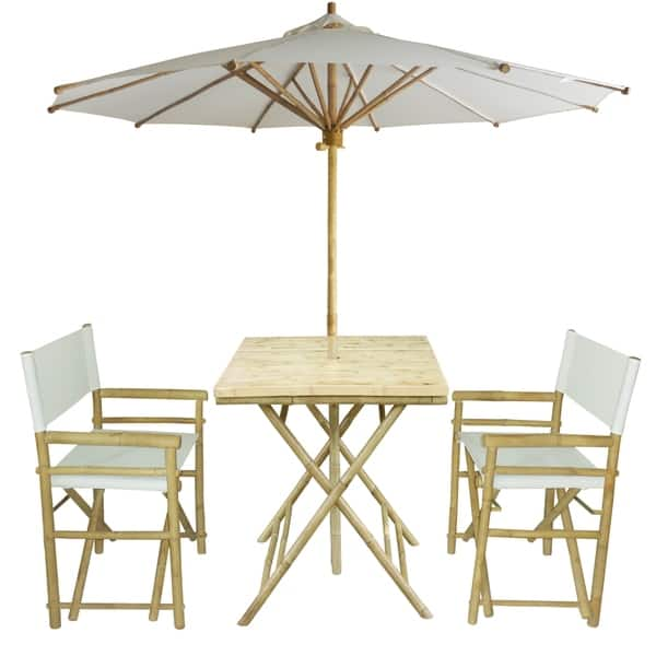 Shop Bamboo Patio Set Of 2 Director Chairs And Square Table With