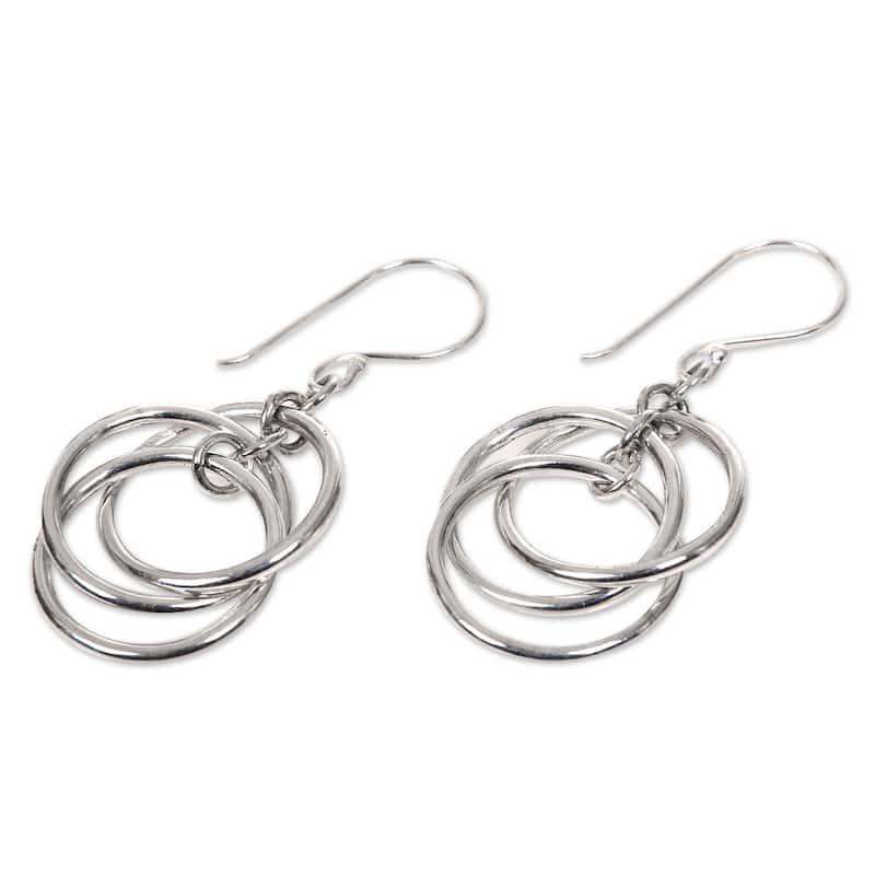 Handmade Sterling Silver 'Ring Ring' Earrings (Indonesia) - 1.6*0.7