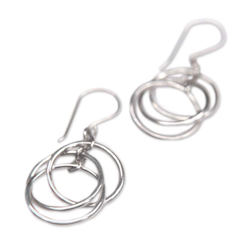 Handmade Sterling Silver 'Ring Ring' Earrings (Indonesia) - 1.6*0.7