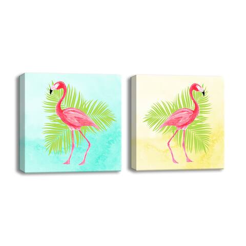 Flamingo I/II' 2-Piece Wrapped Canvas Art Set