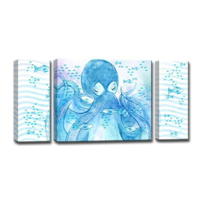 Ready2HangArt™ 'Swimming with Fishes' 3-PC Wrapped Canvas Art Set