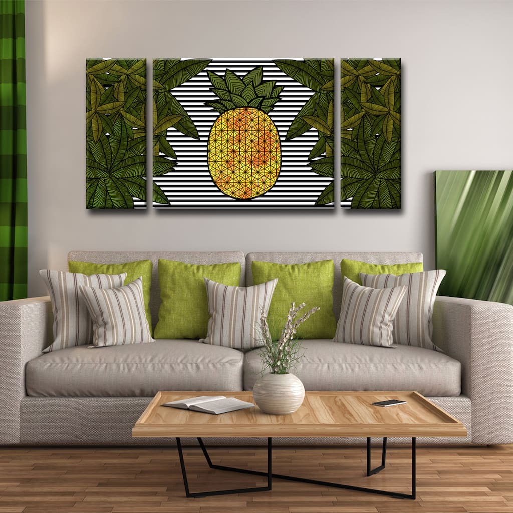 Ready2HangArt™ 'Pineapple Trail' 3-PC Wrapped Canvas Art Set