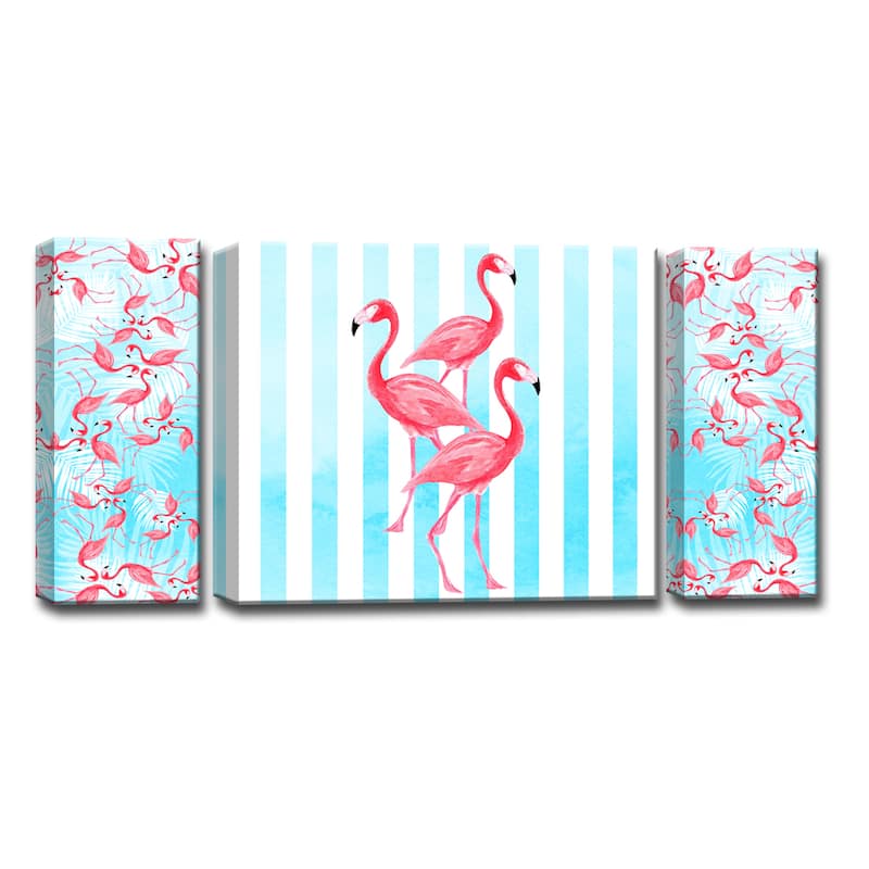 Ready2HangArt™ 'Flamingos align' 3-PC Wrapped Canvas Art Set