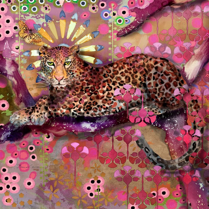 Marmont Hill - Leopard and Butterfly Print on Canvas - Multi-Color
