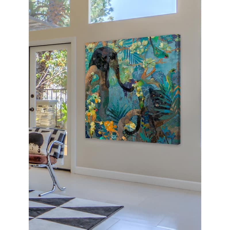 Marmont Hill - Jaguar and Green Parrots Print on Canvas - Multi-Color