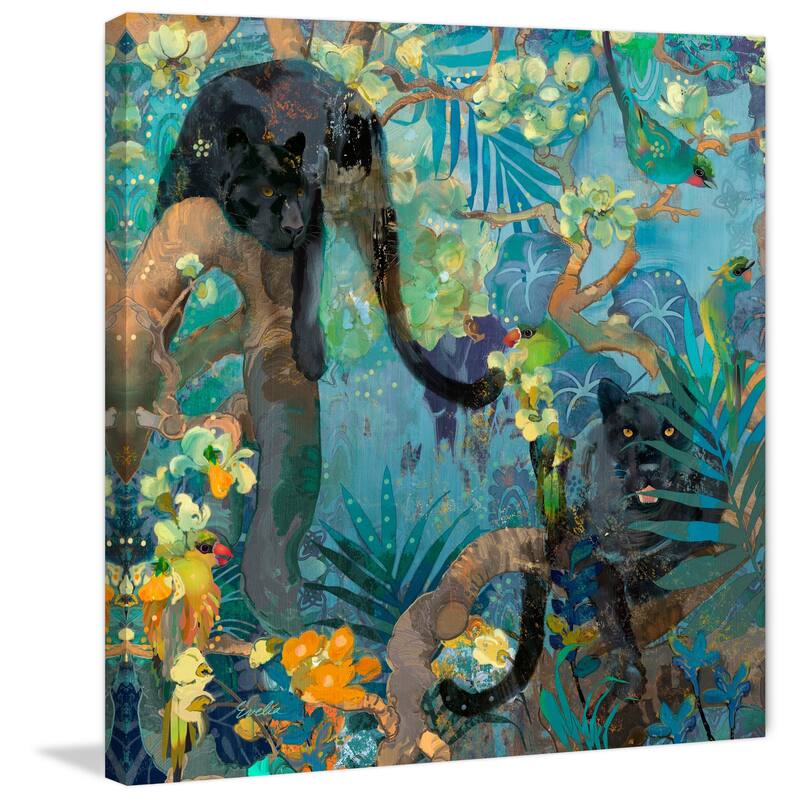 Marmont Hill - Jaguar and Green Parrots Print on Canvas - Multi-Color