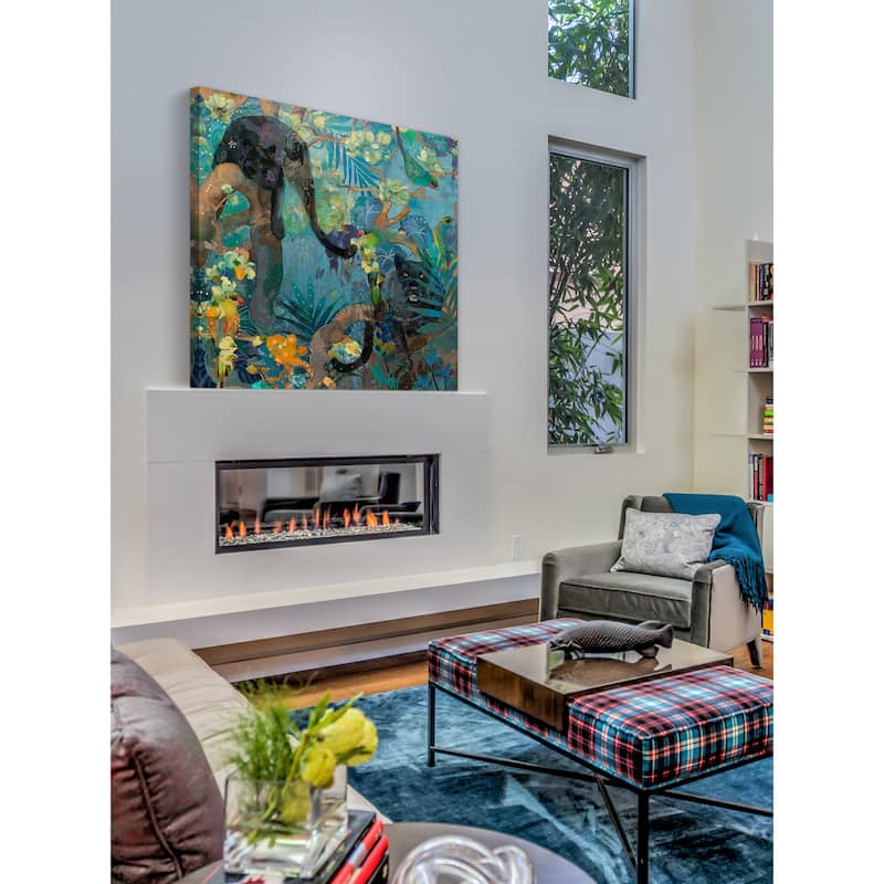 Marmont Hill - Jaguar and Green Parrots Print on Canvas - Multi-Color