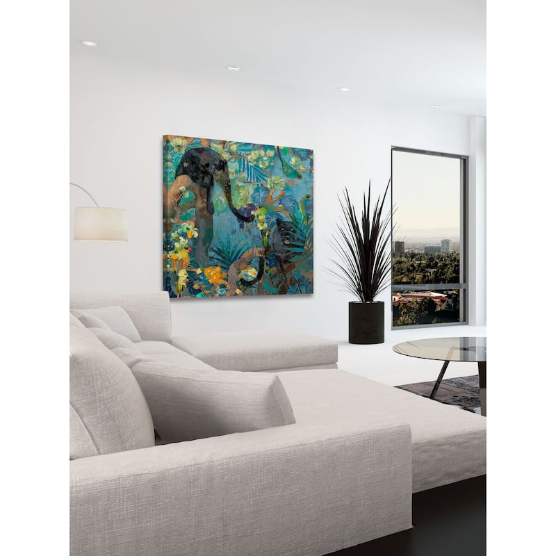 Marmont Hill - Jaguar and Green Parrots Print on Canvas - Multi-Color