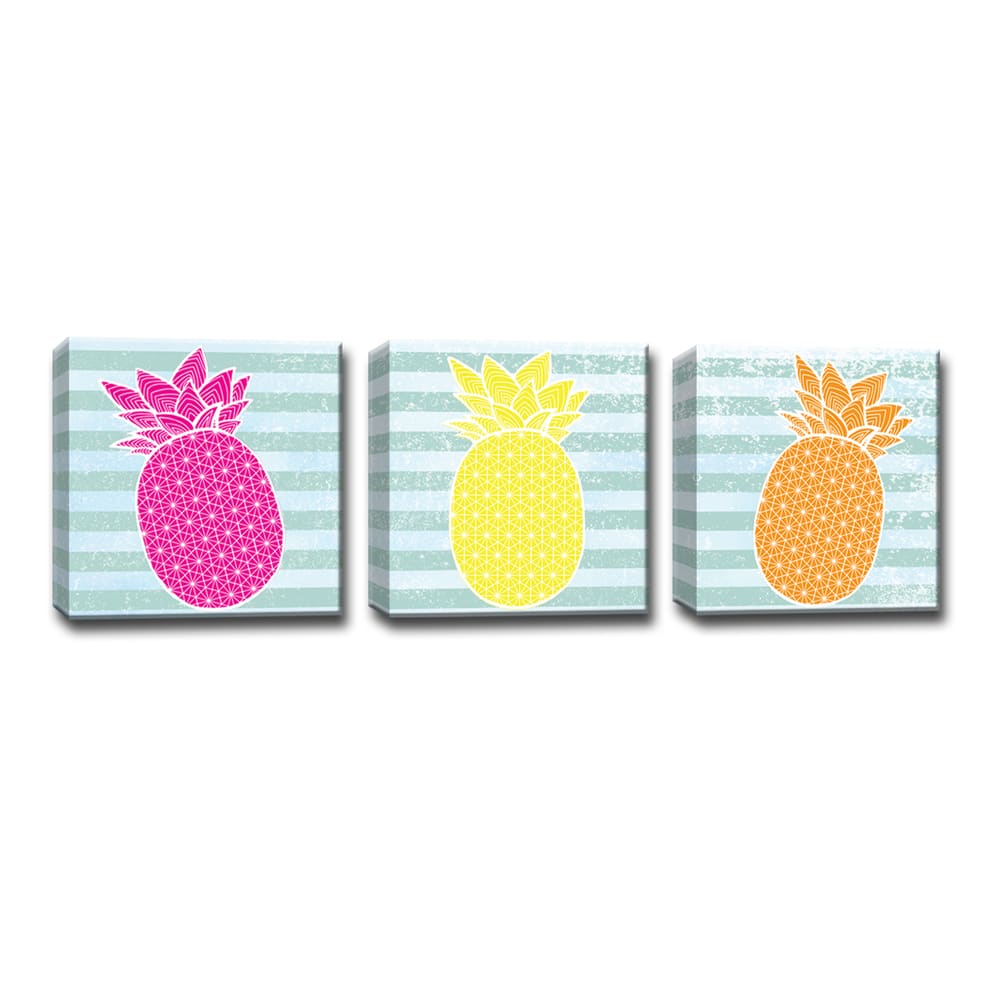 Ready2HangArt™ 'Starburst Pineapple III' 3-PC Wrapped Canvas Art Set