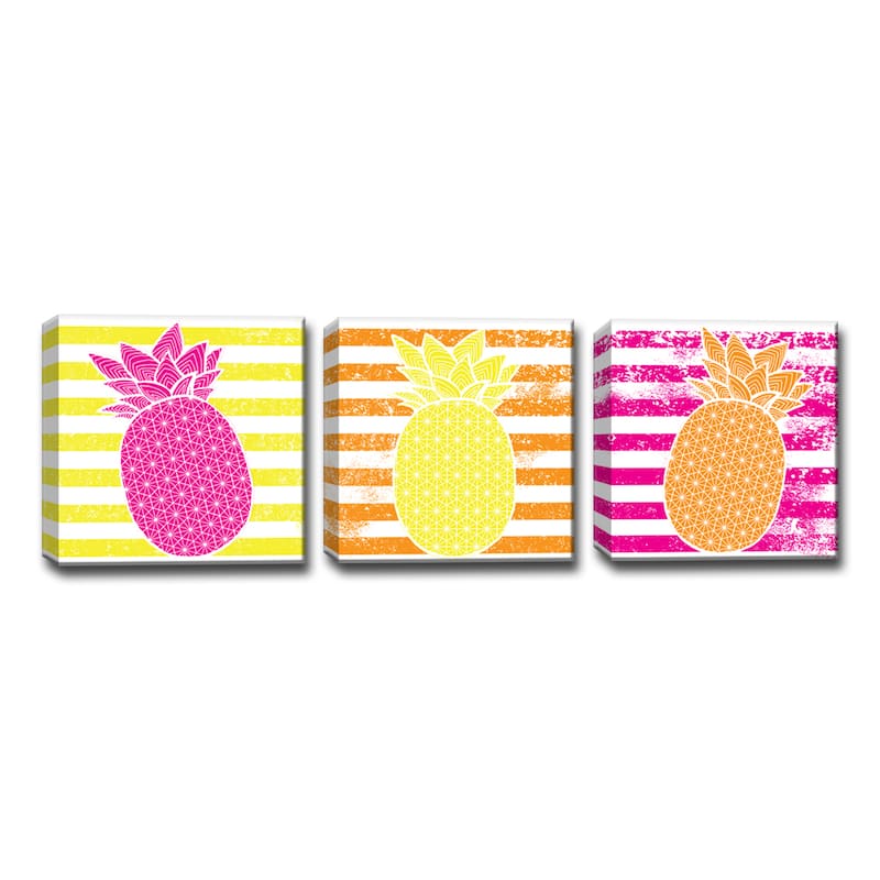 Ready2HangArt™ 'Starburst Pineapple III-B' 3-PC Wrapped Canvas Art Set