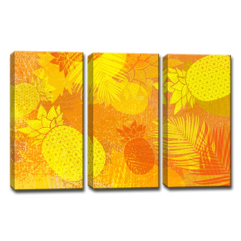 Ready2HangArt™ 'Pineapple Party' 3-PC Wrapped Canvas Art Set