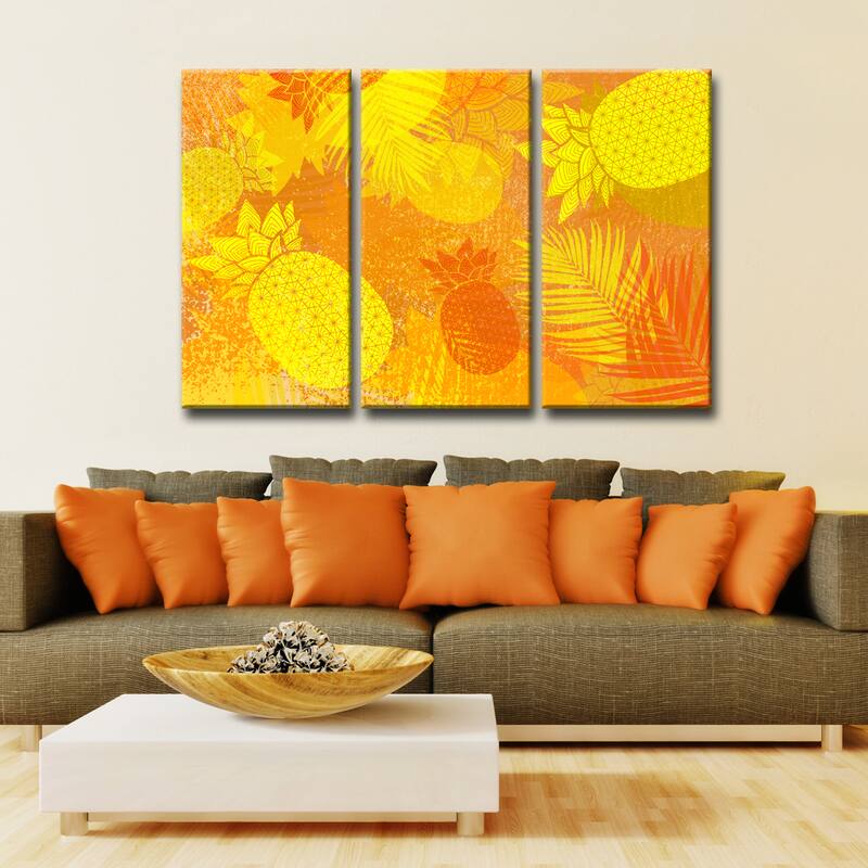 Ready2HangArt™ 'Pineapple Party' 3-PC Wrapped Canvas Art Set