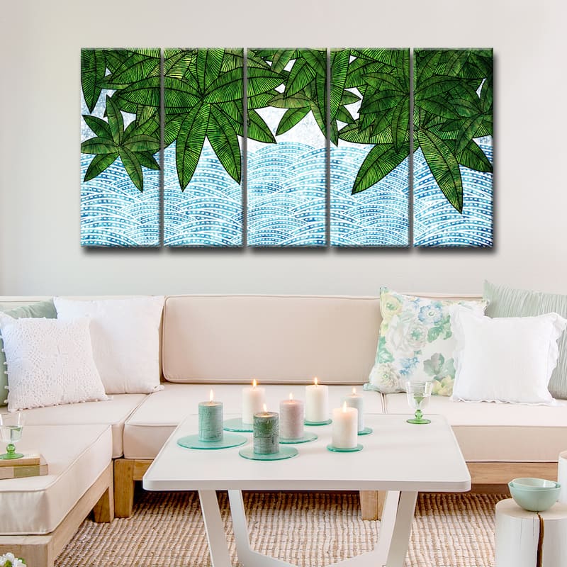 Ready2HangArt 'Leaves by the Shore' 5-Pc Wrapped Canvas Art Set