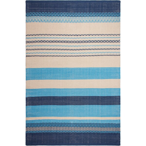 Shop Handmade Fab Habitat Recycled Cotton Moksha Blue Rug (India) On