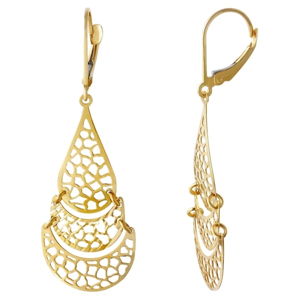 Shop 14k Yellow Gold Chandelier Love Earrings - Free Shipping Today ...