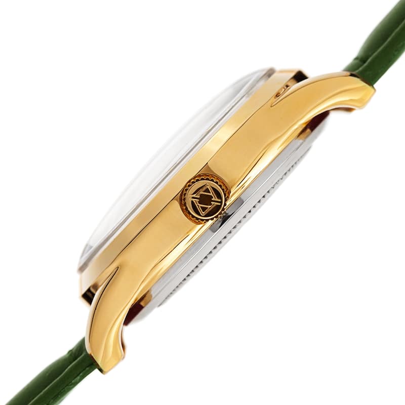 Akribos XXIV Women's Quartz Sunray Green Leather Strap Watch