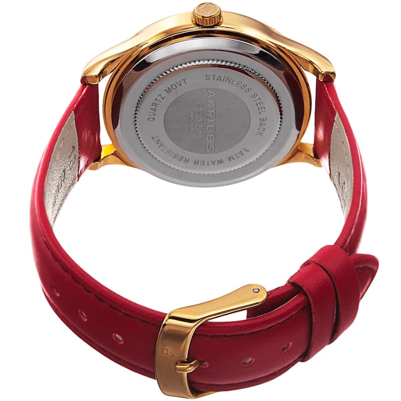 Akribos XXIV Women's Quartz Sunray Watch with Leather Strap