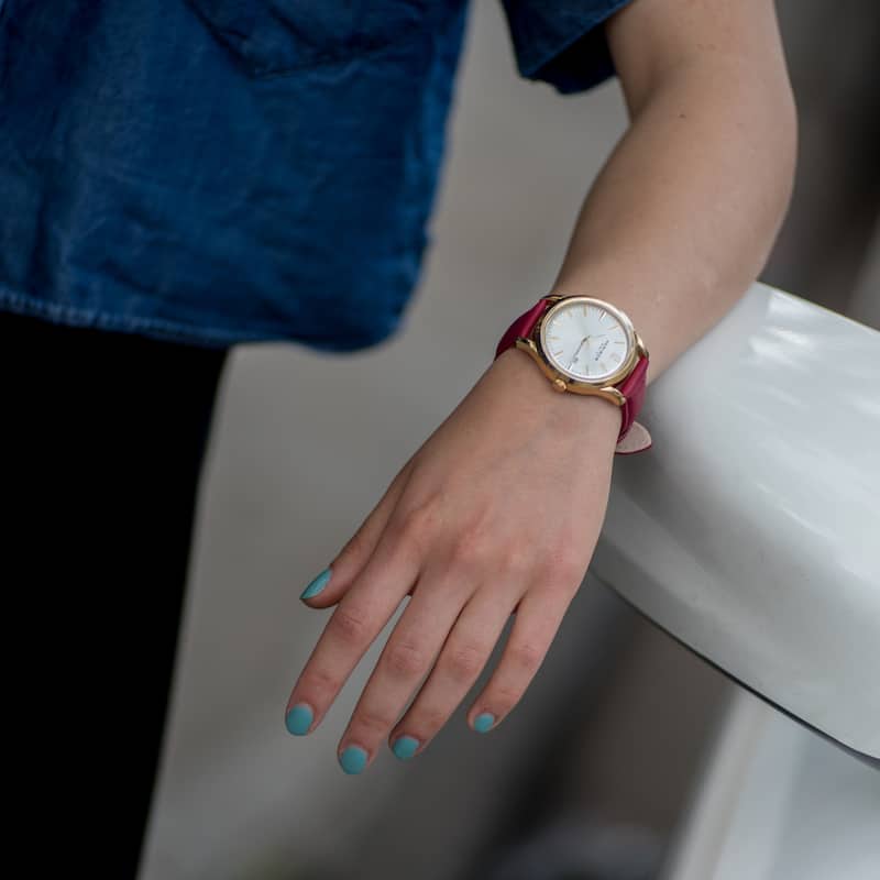 Akribos XXIV Women's Quartz Sunray Watch with Leather Strap