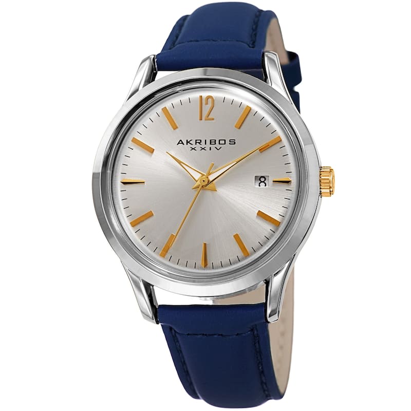 Akribos XXIV Women's Quartz Sunray Watch with Leather Strap