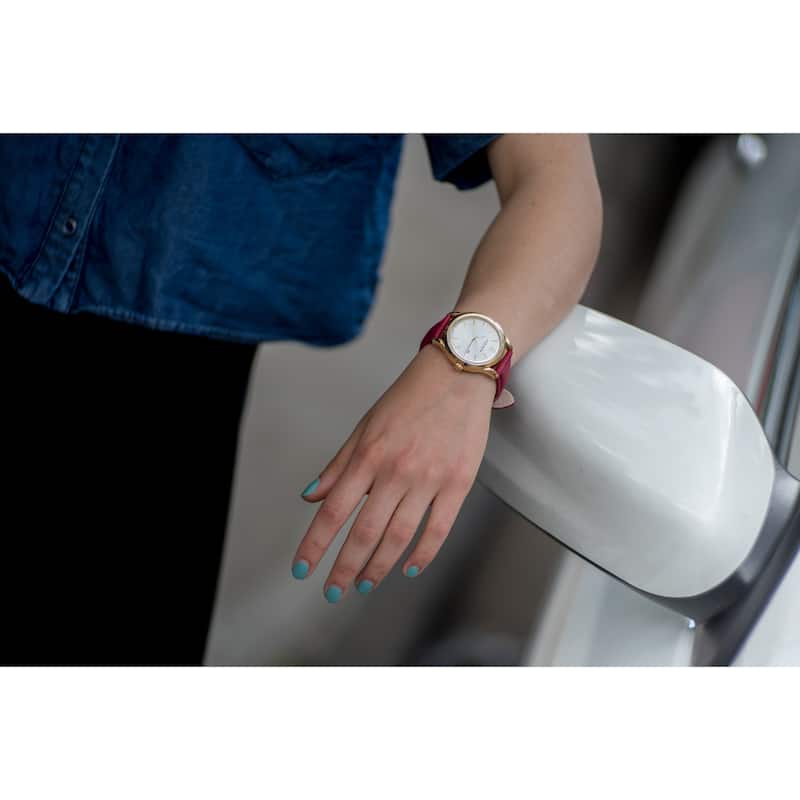 Akribos XXIV Women's Quartz Sunray Watch with Leather Strap